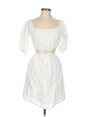 Faithfull the Brand White Cutout Mini Dress with Puff Sleeves
